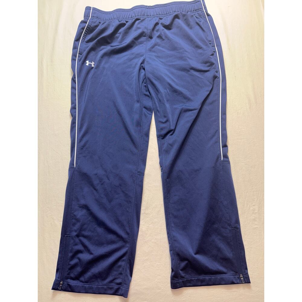 Mens Under Armour Loose Athletic Track Pants Navy‎ Blue Zip Leg Size 2XL